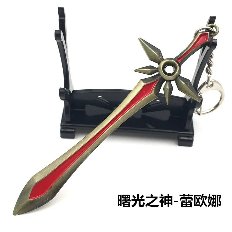 12 CM Game LOL Keychain League Of Legend Weapon Key Chain Hero League Rank Key Ring Key llaveros Jewelry For Fans Holder