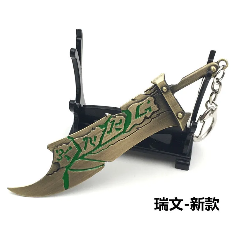 12 CM Game LOL Keychain League Of Legend Weapon Key Chain Hero League Rank Key Ring Key llaveros Jewelry For Fans Holder