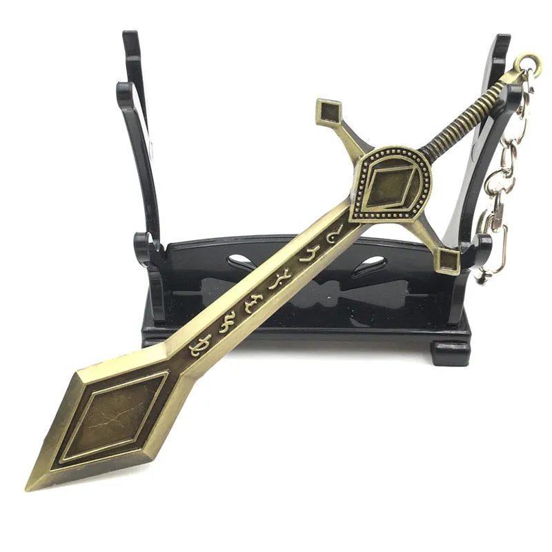 12 CM Game LOL Keychain League Of Legend Weapon Key Chain Hero League Rank Key Ring Key llaveros Jewelry For Fans Holder
