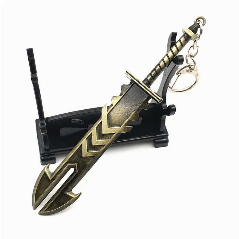 12 CM Game LOL Keychain League Of Legend Weapon Key Chain Hero League Rank Key Ring Key llaveros Jewelry For Fans Holder