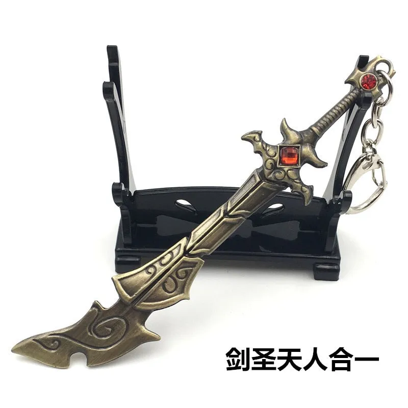 12 CM Game LOL Keychain League Of Legend Weapon Key Chain Hero League Rank Key Ring Key llaveros Jewelry For Fans Holder