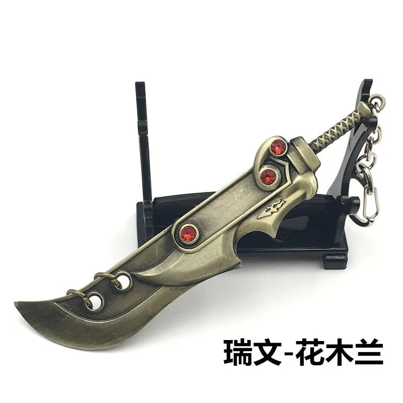 12 CM Game LOL Keychain League Of Legend Weapon Key Chain Hero League Rank Key Ring Key llaveros Jewelry For Fans Holder