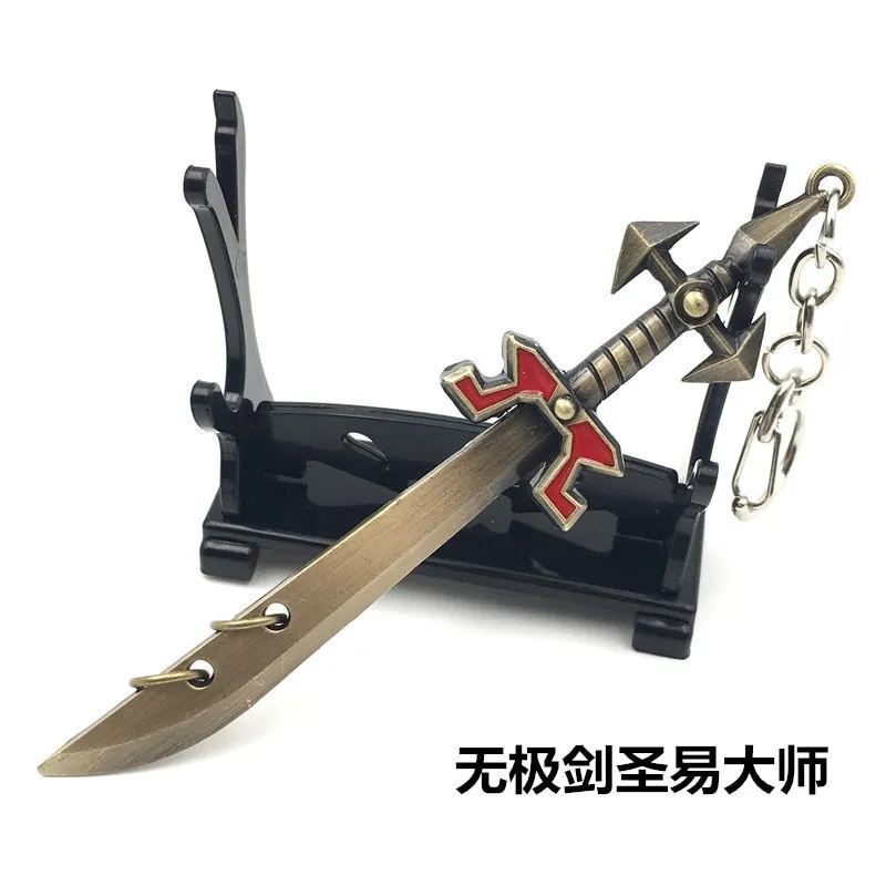 12 CM Game LOL Keychain League Of Legend Weapon Key Chain Hero League Rank Key Ring Key llaveros Jewelry For Fans Holder