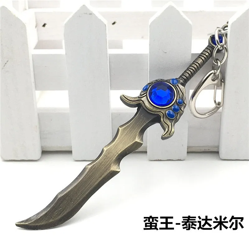 12 CM Game LOL Keychain League Of Legend Weapon Key Chain Hero League Rank Key Ring Key llaveros Jewelry For Fans Holder