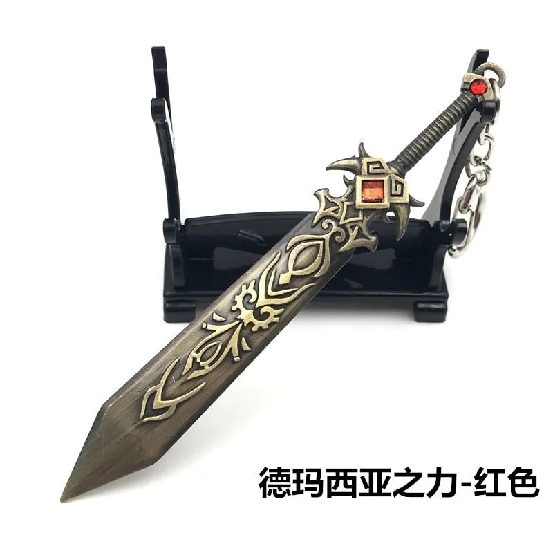 12 CM Game LOL Keychain League Of Legend Weapon Key Chain Hero League Rank Key Ring Key llaveros Jewelry For Fans Holder
