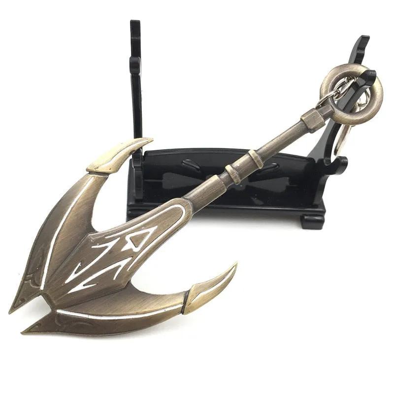 12 CM Game LOL Keychain League Of Legend Weapon Key Chain Hero League Rank Key Ring Key llaveros Jewelry For Fans Holder