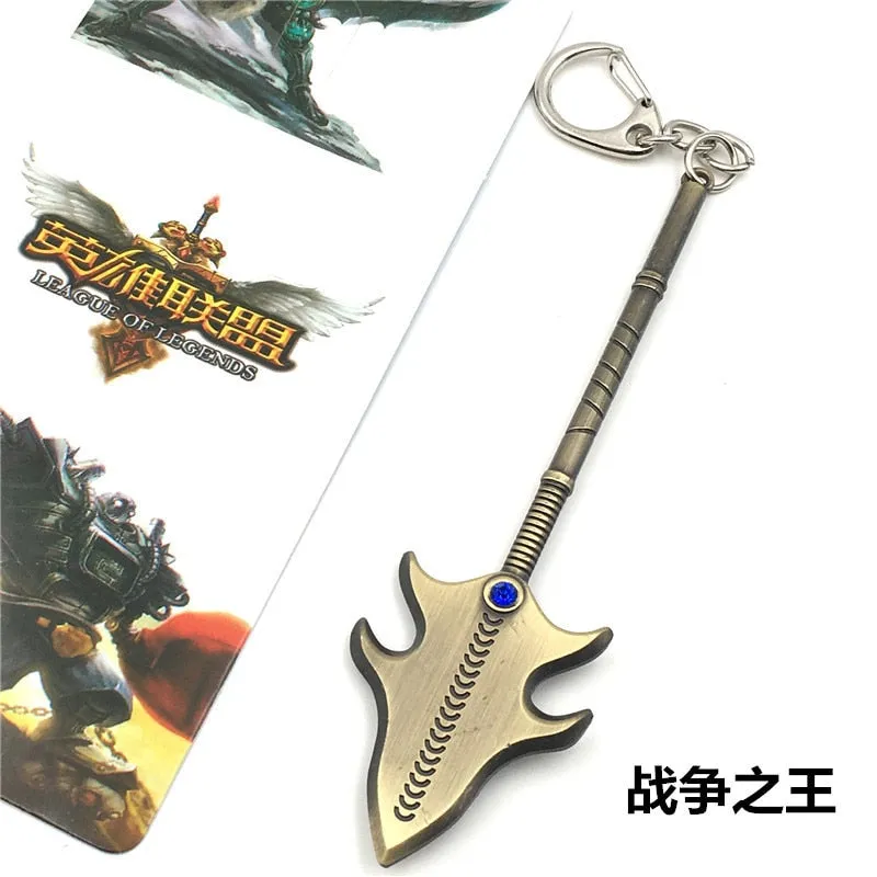 12 CM Game LOL Keychain League Of Legend Weapon Key Chain Hero League Rank Key Ring Key llaveros Jewelry For Fans Holder