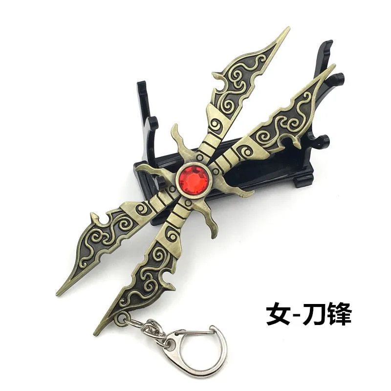 12 CM Game LOL Keychain League Of Legend Weapon Key Chain Hero League Rank Key Ring Key llaveros Jewelry For Fans Holder