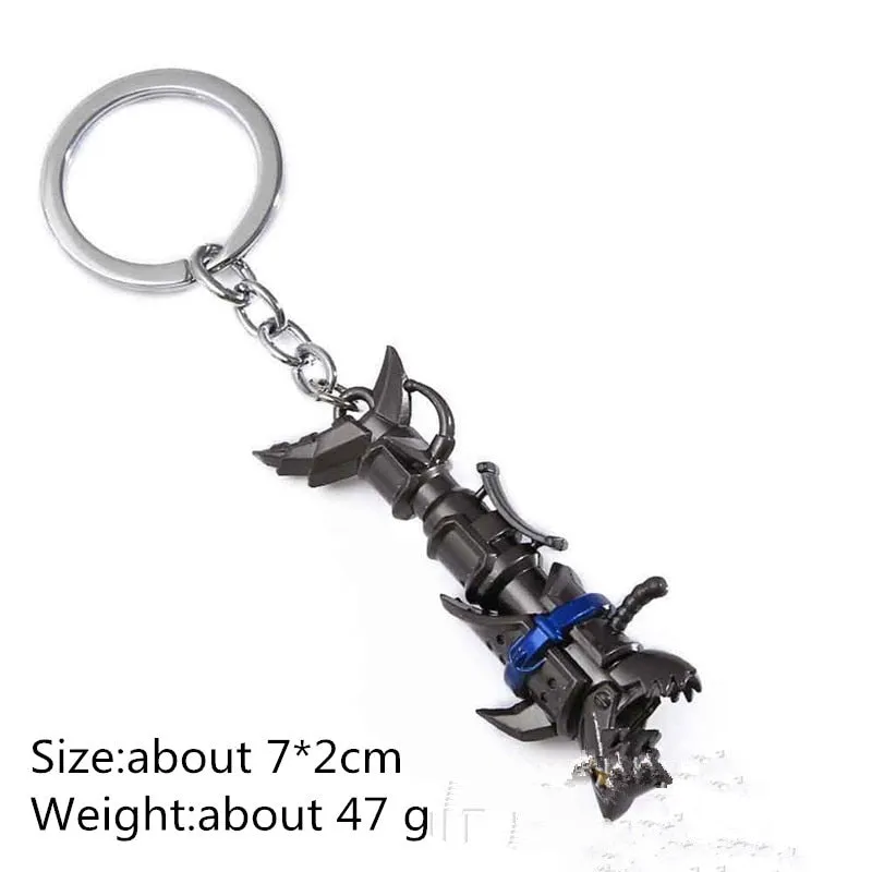 12 CM Game LOL Keychain League Of Legend Weapon Key Chain Hero League Rank Key Ring Key llaveros Jewelry For Fans Holder