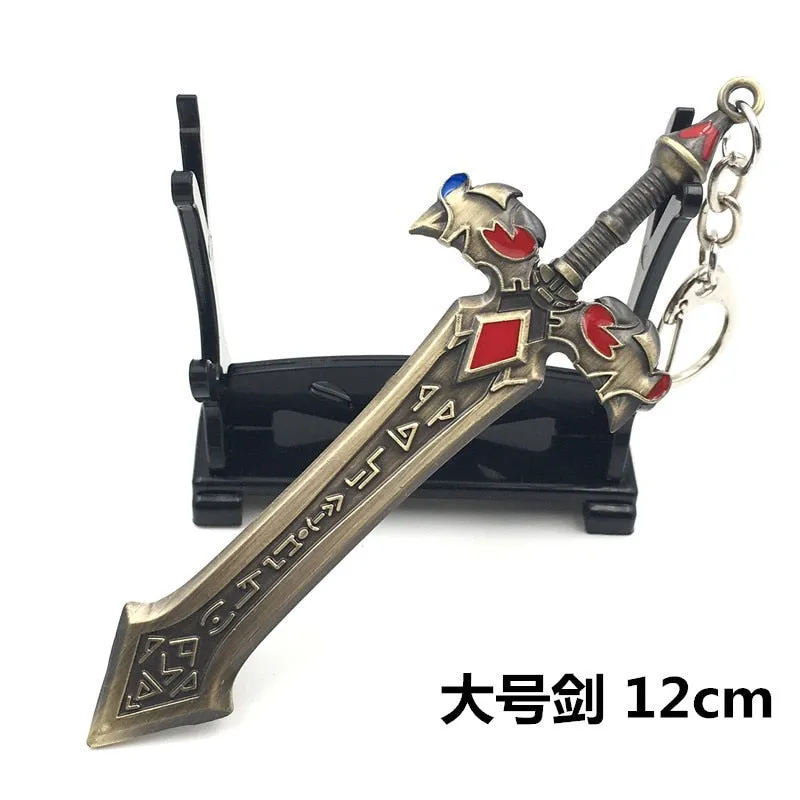 12 CM Game LOL Keychain League Of Legend Weapon Key Chain Hero League Rank Key Ring Key llaveros Jewelry For Fans Holder