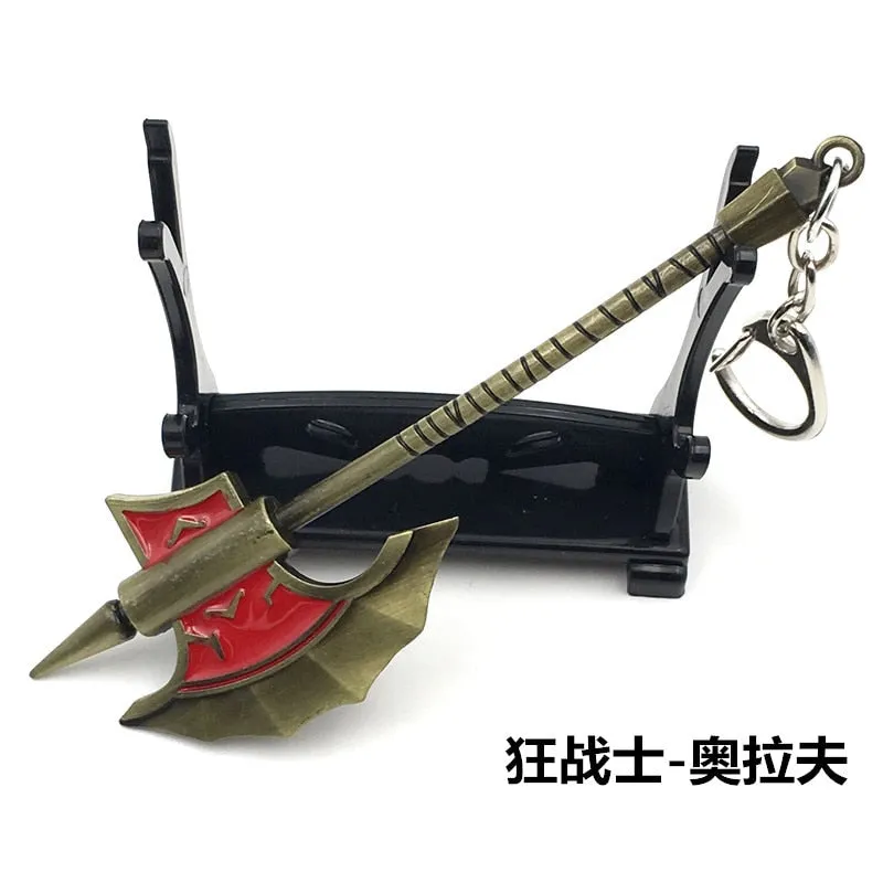 12 CM Game LOL Keychain League Of Legend Weapon Key Chain Hero League Rank Key Ring Key llaveros Jewelry For Fans Holder