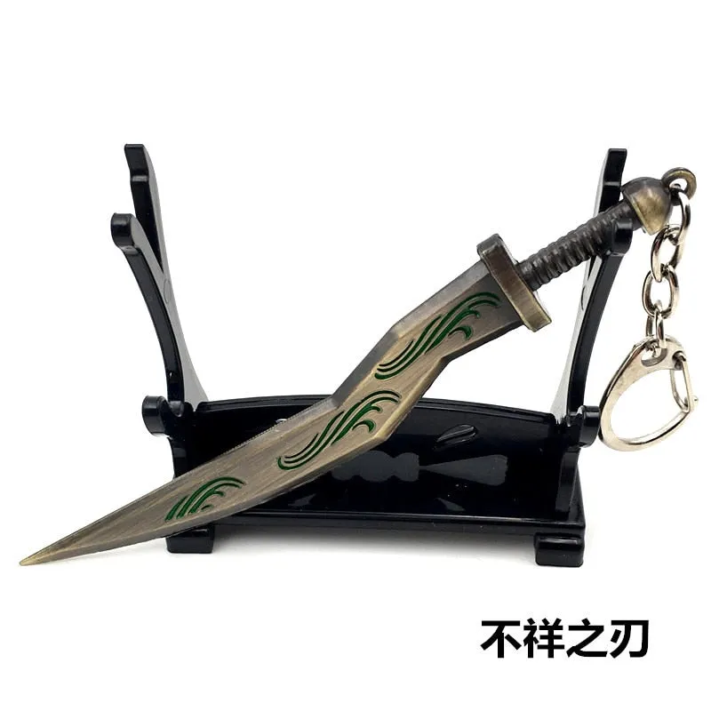 12 CM Game LOL Keychain League Of Legend Weapon Key Chain Hero League Rank Key Ring Key llaveros Jewelry For Fans Holder