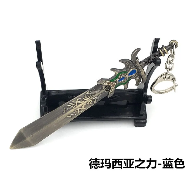 12 CM Game LOL Keychain League Of Legend Weapon Key Chain Hero League Rank Key Ring Key llaveros Jewelry For Fans Holder