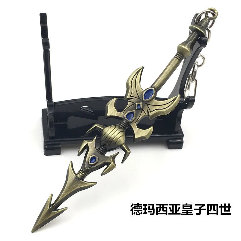 12 CM Game LOL Keychain League Of Legend Weapon Key Chain Hero League Rank Key Ring Key llaveros Jewelry For Fans Holder