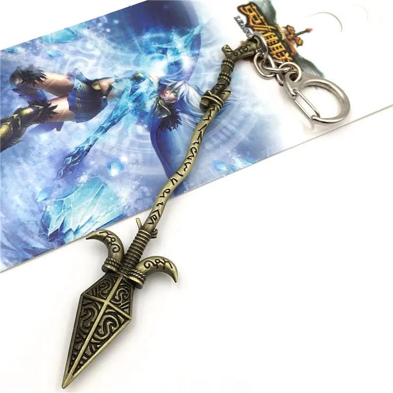 12 CM Game LOL Keychain League Of Legend Weapon Key Chain Hero League Rank Key Ring Key llaveros Jewelry For Fans Holder