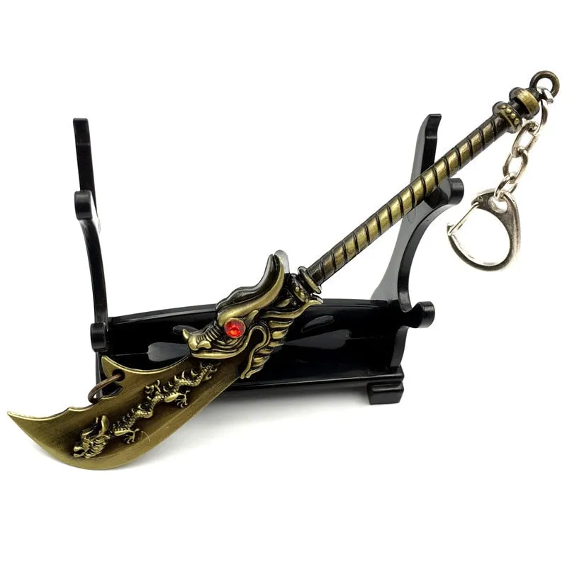 12 CM Game LOL Keychain League Of Legend Weapon Key Chain Hero League Rank Key Ring Key llaveros Jewelry For Fans Holder