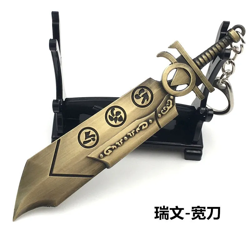 12 CM Game LOL Keychain League Of Legend Weapon Key Chain Hero League Rank Key Ring Key llaveros Jewelry For Fans Holder