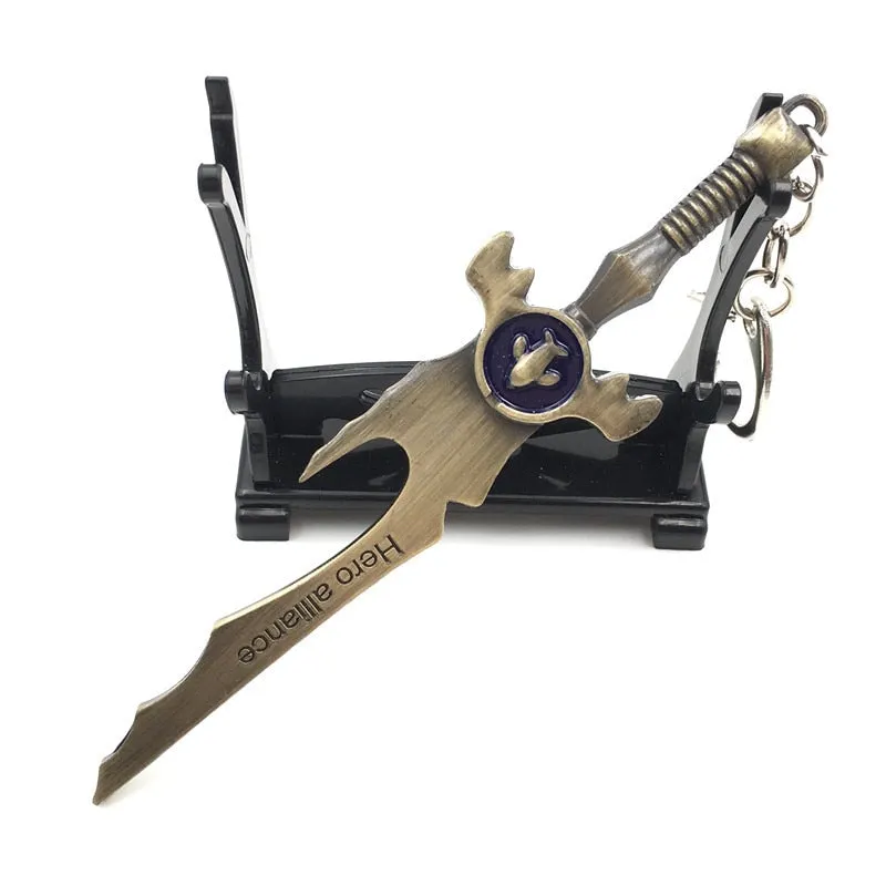 12 CM Game LOL Keychain League Of Legend Weapon Key Chain Hero League Rank Key Ring Key llaveros Jewelry For Fans Holder