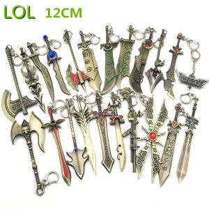 12 CM Game LOL Keychain League Of Legend Weapon Key Chain Hero League Rank Key Ring Key llaveros Jewelry For Fans Holder