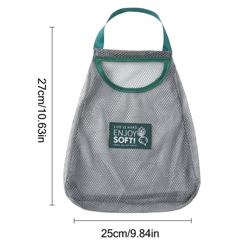2pcs Hanging Mesh Storage Bag for Fruit Vegetable Garlic Onion