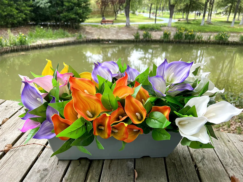 Bulk Exclusive 16" Artificial Flowers Calla Lily Bush Plants for Outdoors Wholesale