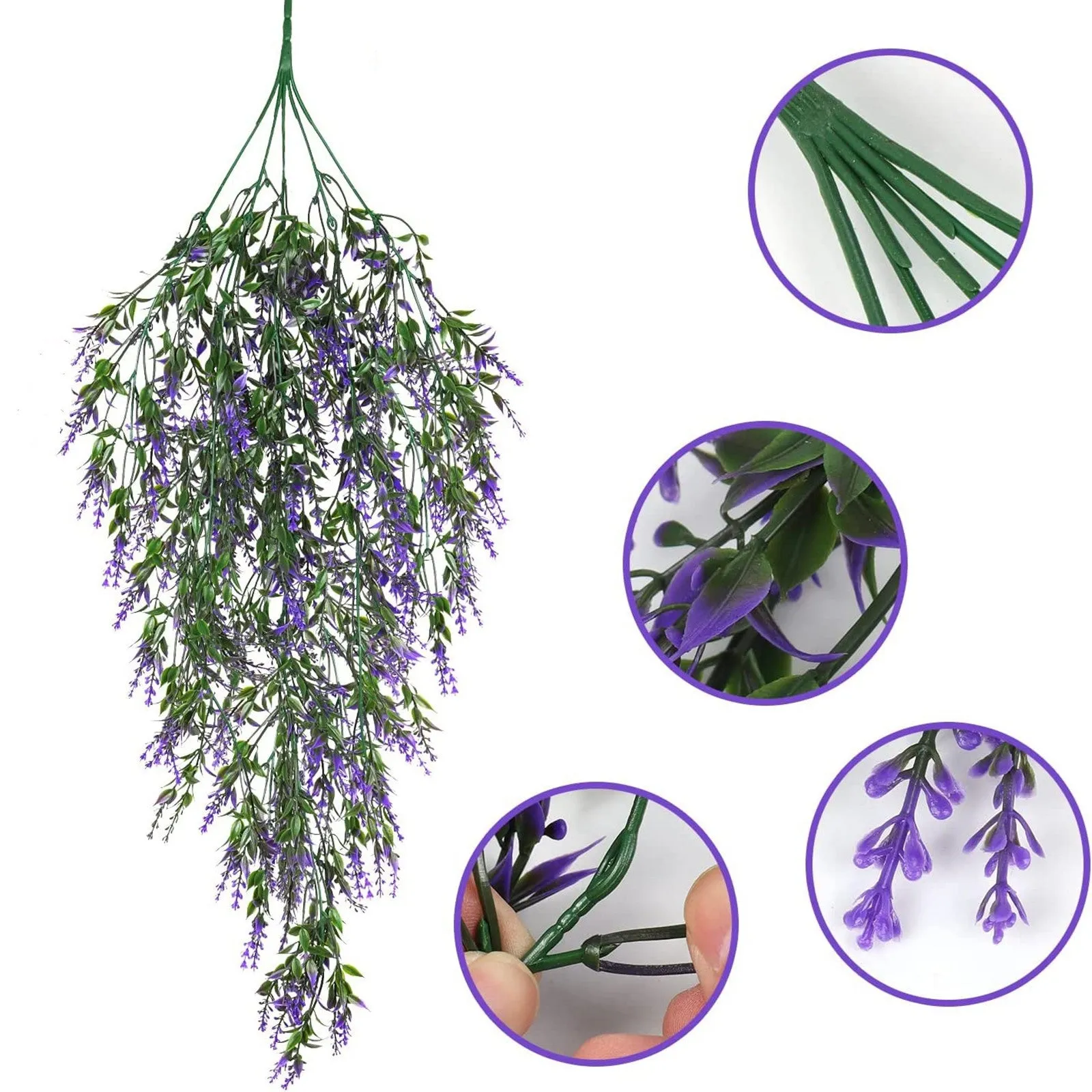 Bulk Lavender Hanging Flowers Garland Plants Hanging for Outdoors UV Resistant Wholesale