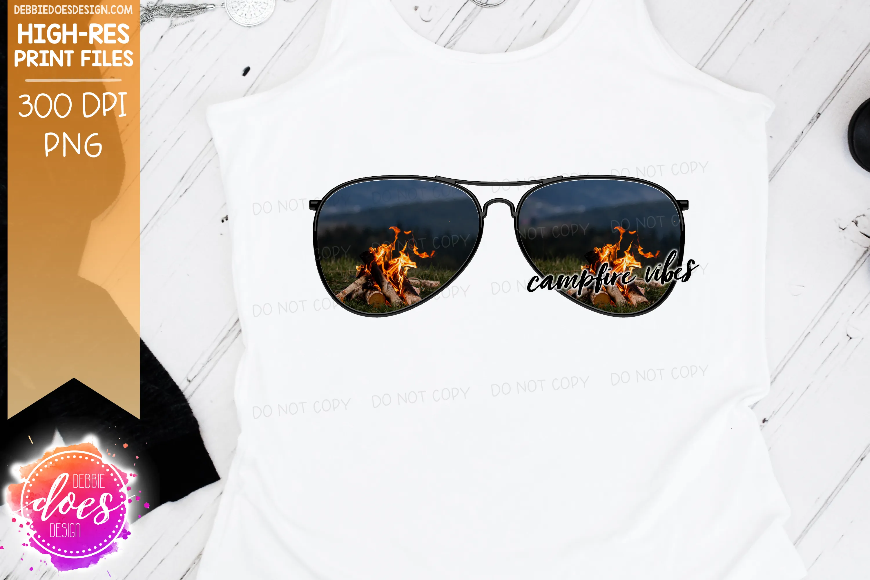 Campfire Vibes Sunglasses - Sublimation/Printable Design