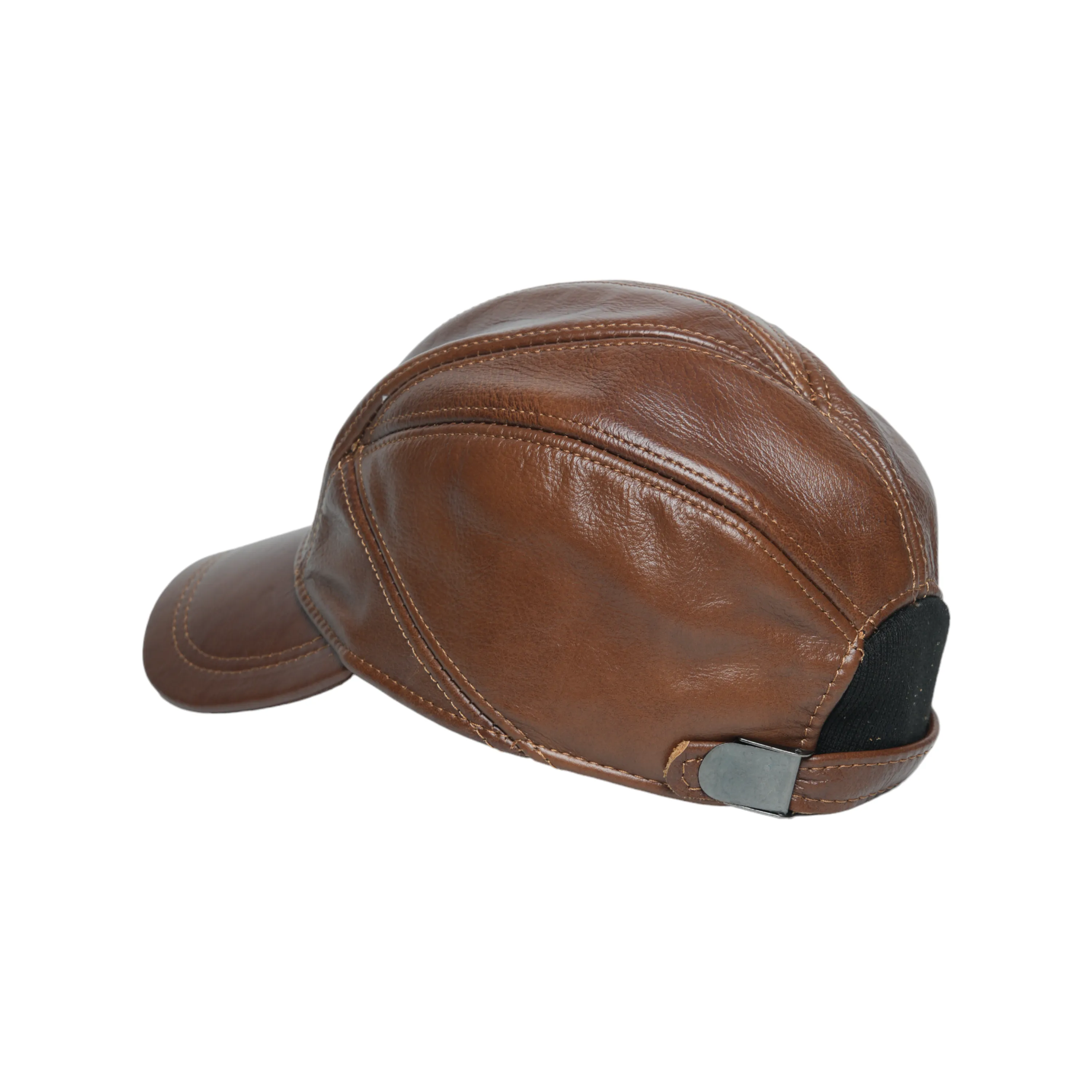 Chokore Vintage Leather Baseball Cap with Ear Protector (Light Brown)
