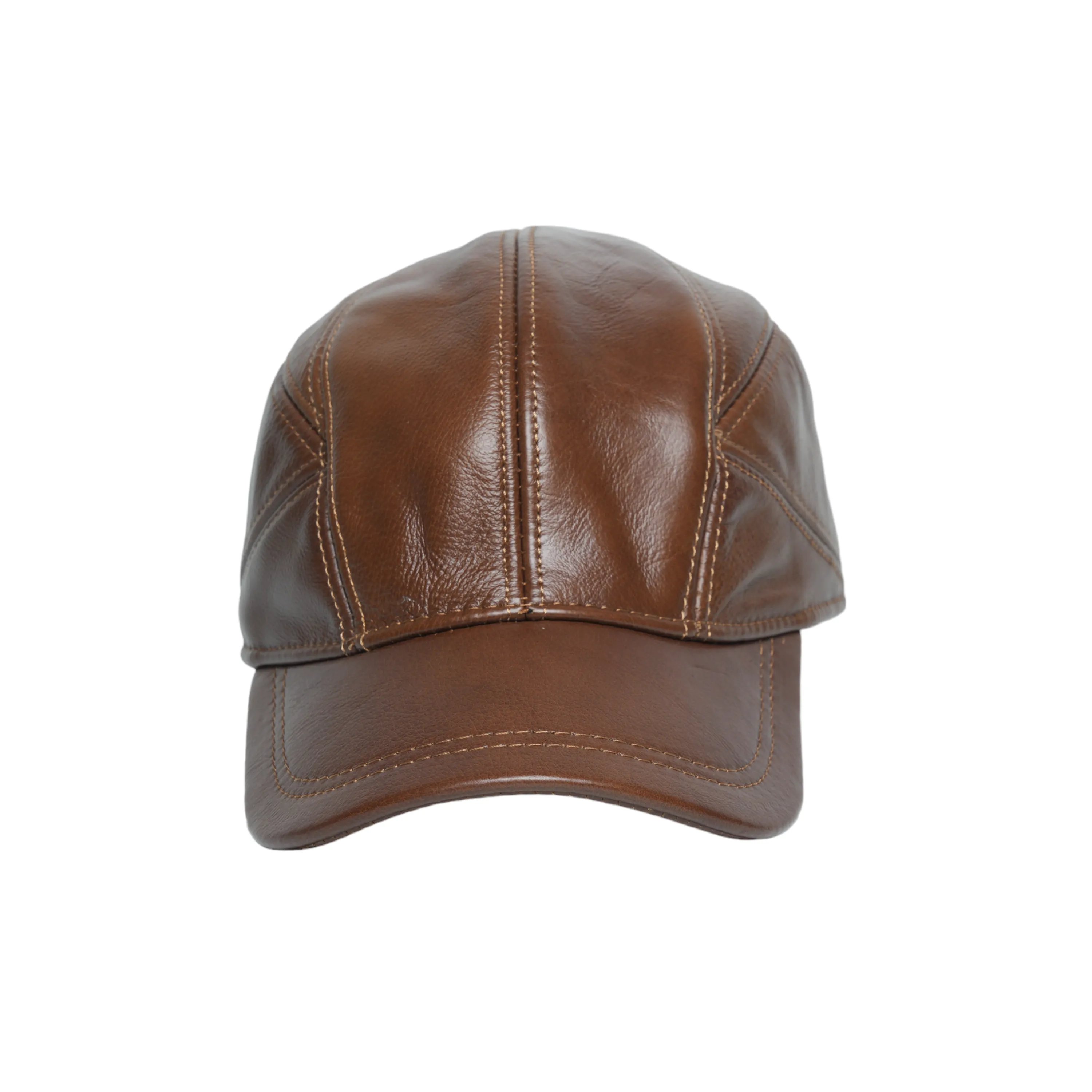 Chokore Vintage Leather Baseball Cap with Ear Protector (Light Brown)