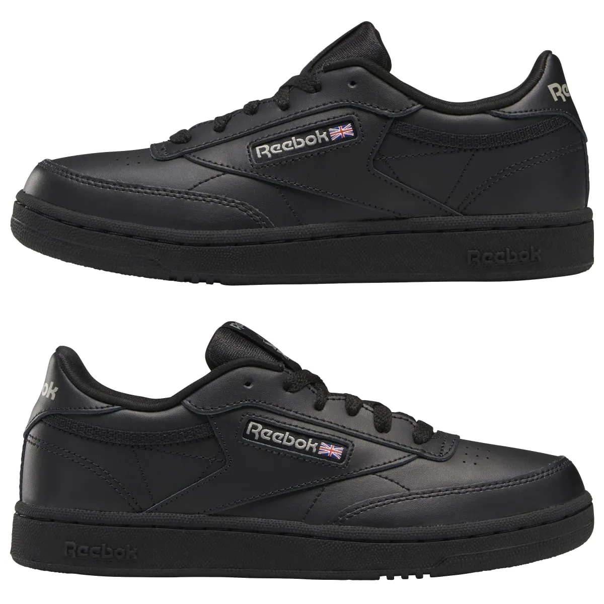 CLUB C JR'S Black/Charcoal Leather Lifestyle Shoes