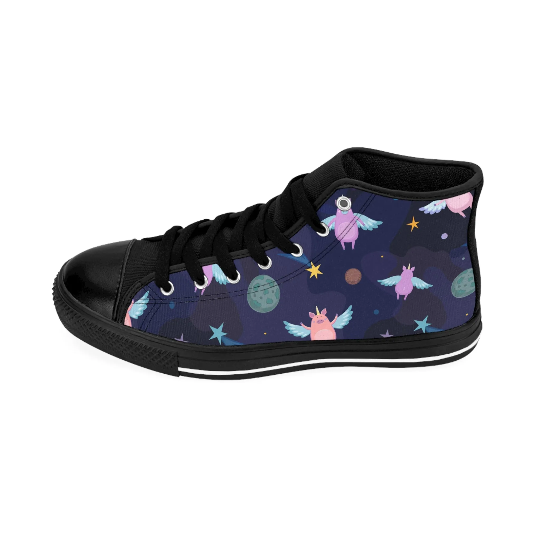 Colorful Flying Space Pig Women's Classic Sneakers