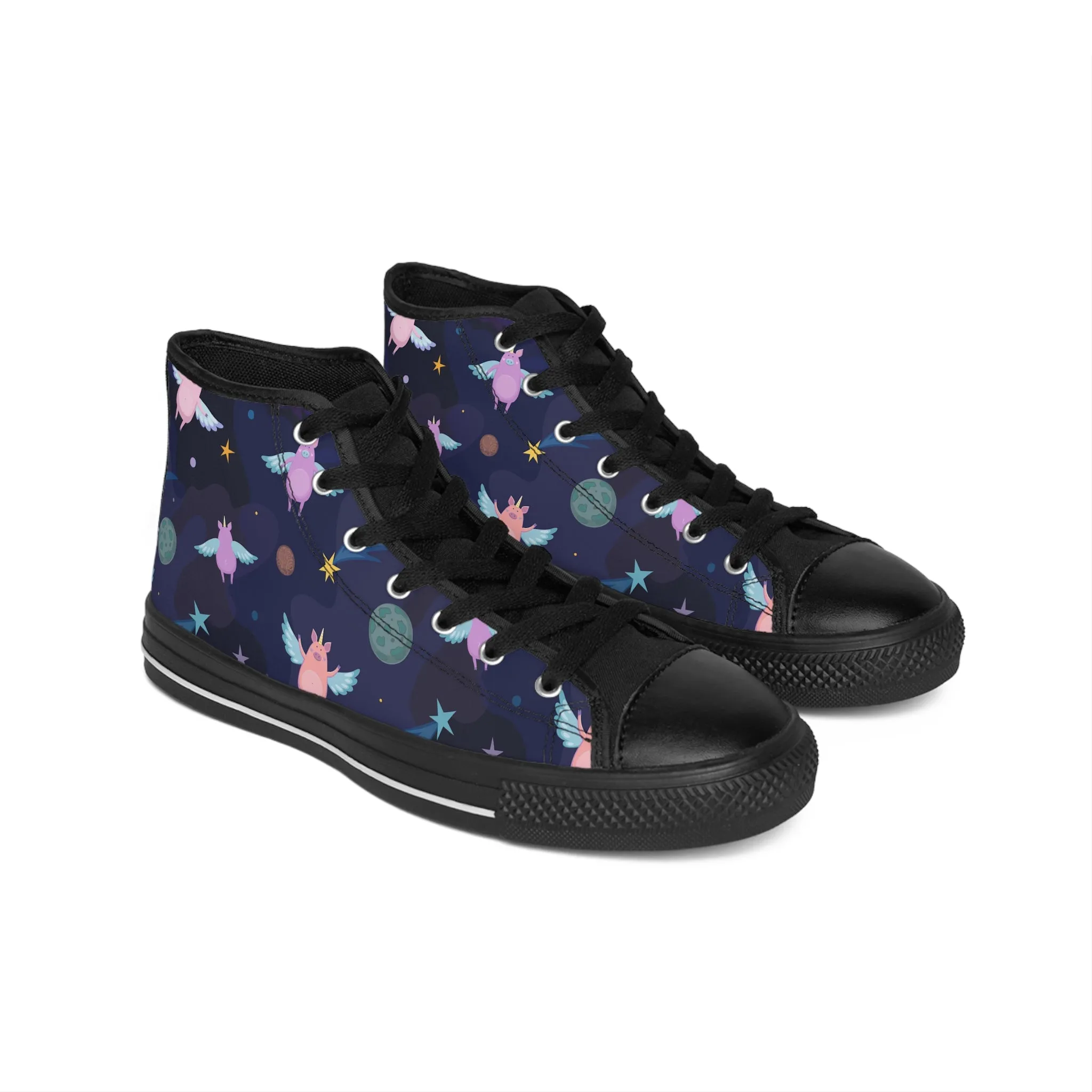 Colorful Flying Space Pig Women's Classic Sneakers