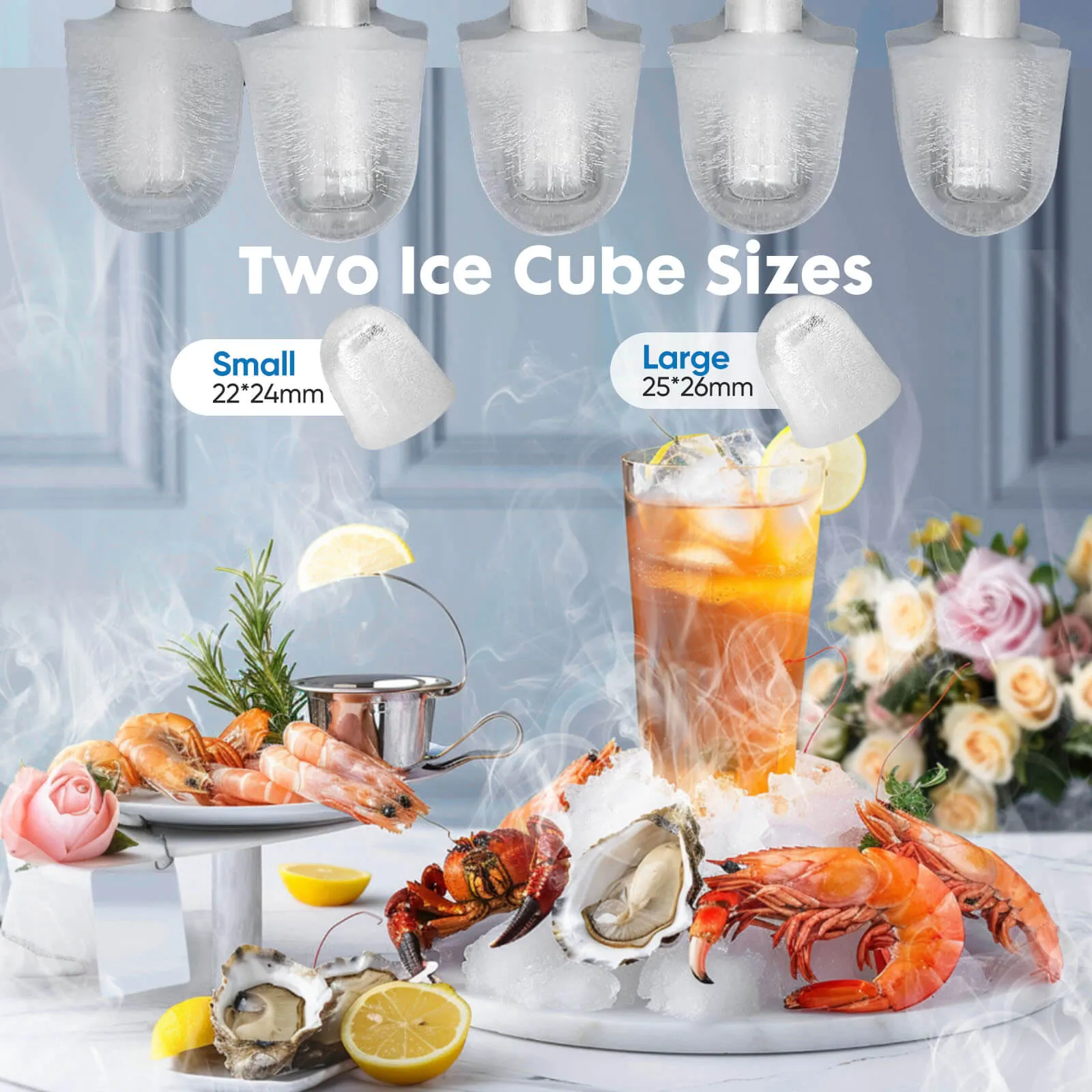 Countertop Ice Maker, Portable Ice Machine Self-Cleaning, 9 Cubes in 6 Mins, for Home Party Office