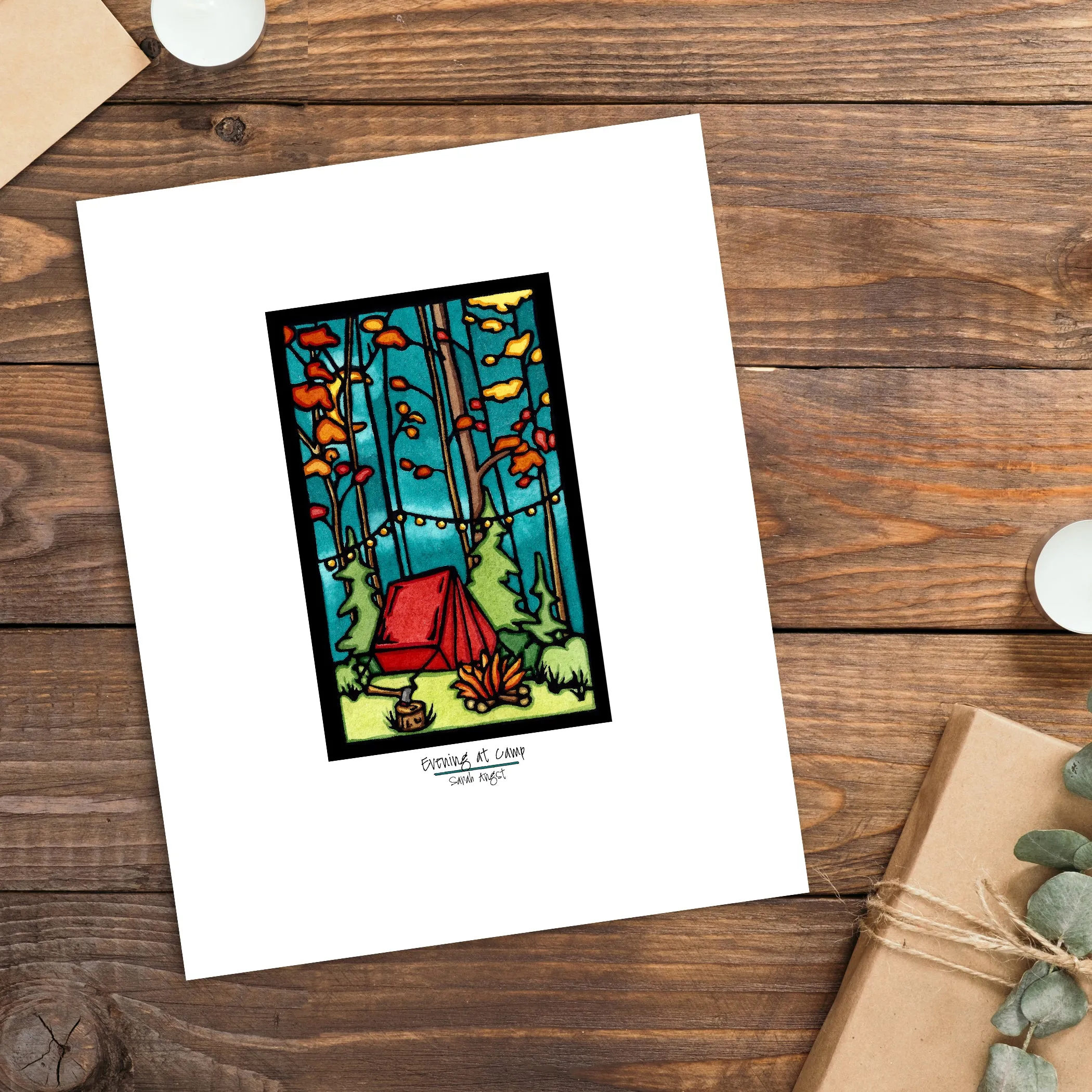 Evening at Camp Tent - Simple Giclee Print
