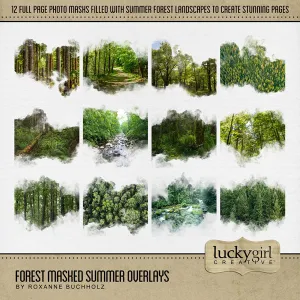 Forest Masked Summer Overlays Digital Scrapbook Kit