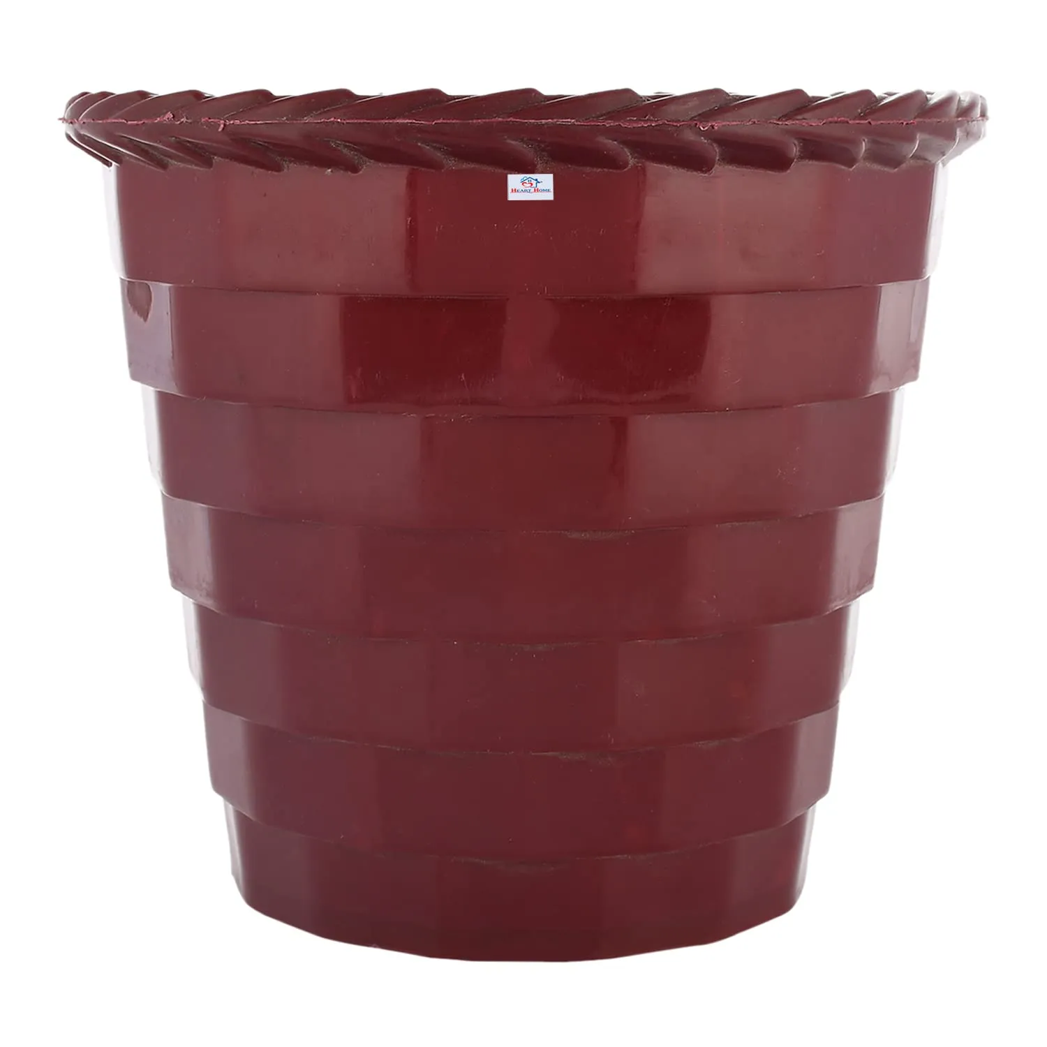 Heart Home Brick Flower Pot|Durable Plastic Flower Pots|Planters for Home Décor|Garden|Living Room|Balcony|6 Inch|Pack of 2 (Maroon & Grey)