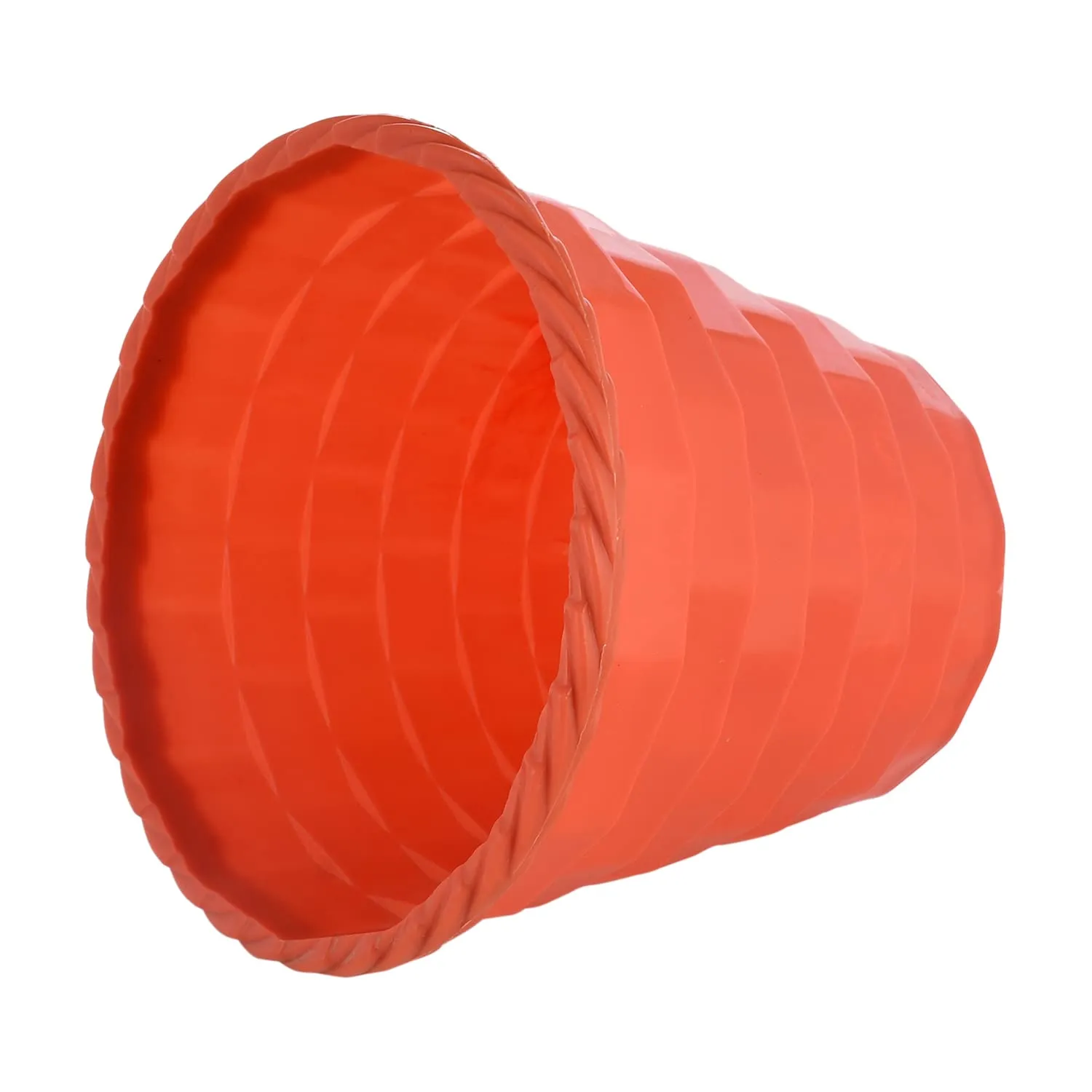 Heart Home Brick Flower Pot|Durable Plastic Flower Pots|Planters for Home Décor|Garden|Living Room|Balcony|6 Inch|Pack of 4 (Orange)