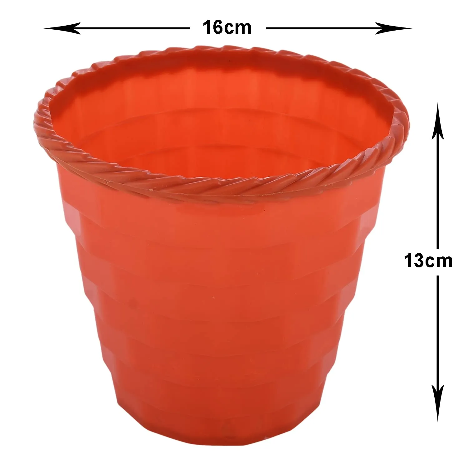 Heart Home Brick Flower Pot|Durable Plastic Flower Pots|Planters for Home Décor|Garden|Living Room|Balcony|6 Inch|Pack of 4 (Orange)
