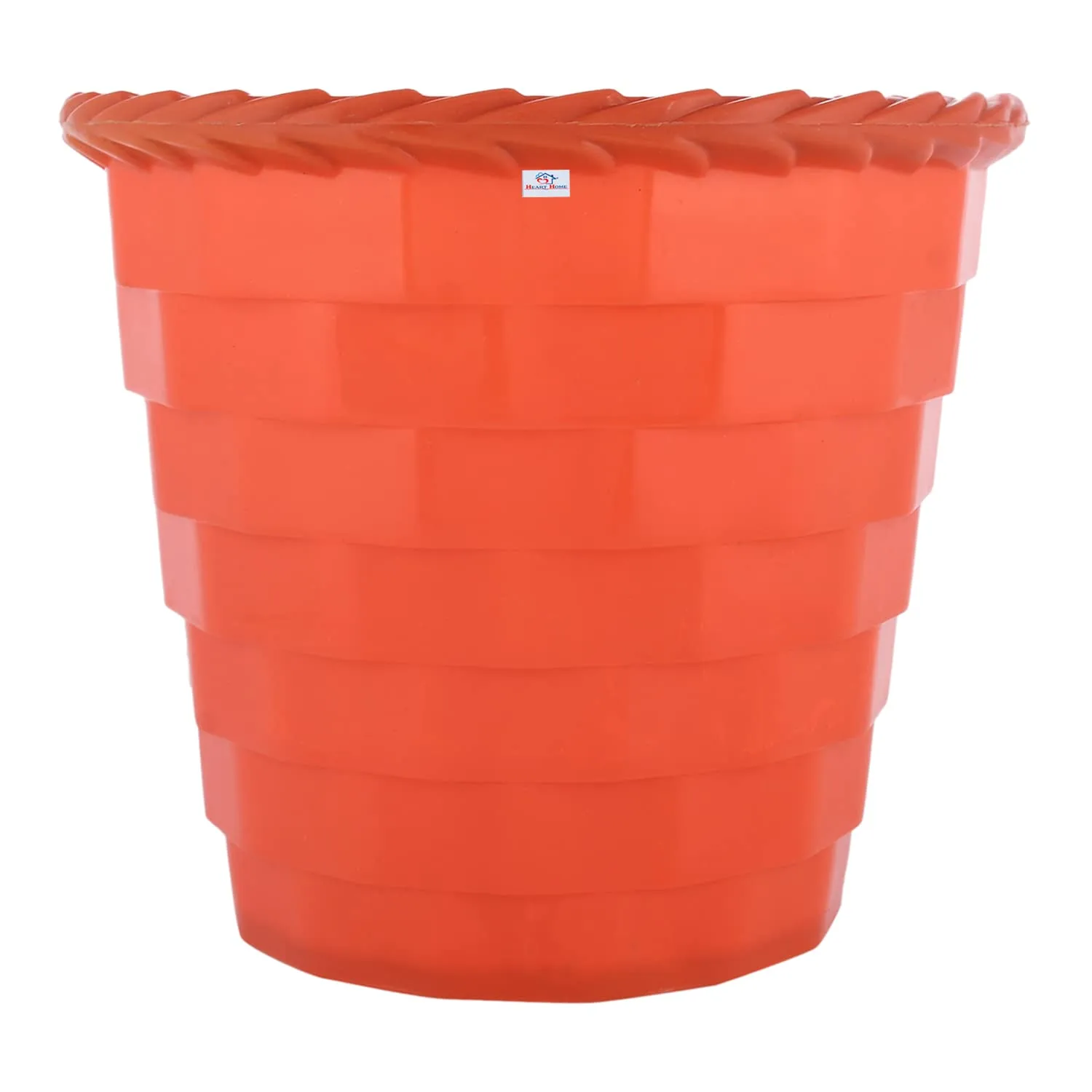 Heart Home Brick Flower Pot|Durable Plastic Flower Pots|Planters for Home Décor|Garden|Living Room|Balcony|6 Inch|Pack of 4 (Orange)