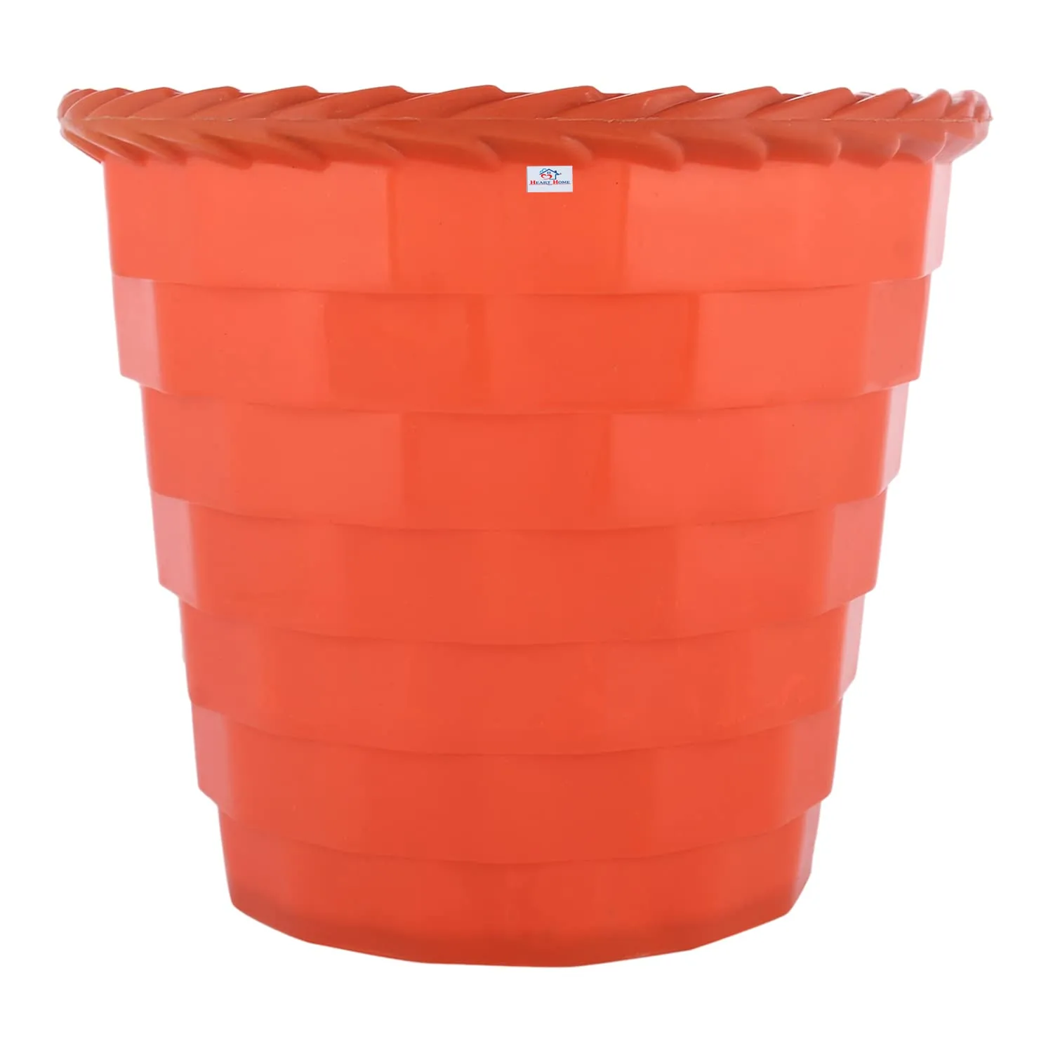 Heart Home Brick Flower Pot|Durable Plastic Flower Pots|Planters for Home Décor|Garden|Living Room|Balcony|8 Inch|Pack of 2 (Orange)