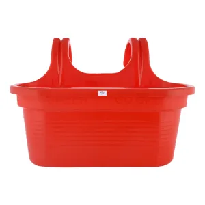 Heart Home Hanging Flower Pot|Double Hook Plant Container|Durable Plastic Glossy Finish Pots for Home|Balcony|Garden|12 Inch (Red)