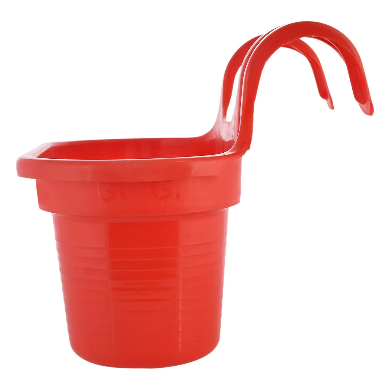 Heart Home Hanging Flower Pot|Double Hook Plant Container|Durable Plastic Glossy Finish Pots for Home|Balcony|Garden|12 Inch (Red)