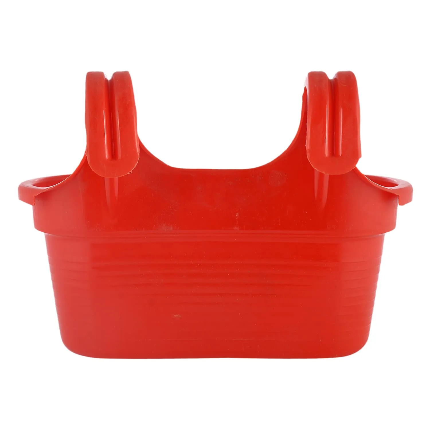 Heart Home Hanging Flower Pot|Double Hook Plant Container|Durable Plastic Glossy Finish Pots for Home|Balcony|Garden|12 Inch (Red)