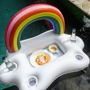 Inflatable Rainbow Floating Bar For Food And Drink