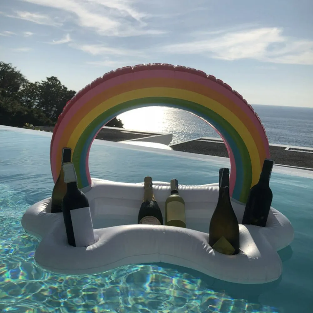 Inflatable Rainbow Floating Bar For Food And Drink