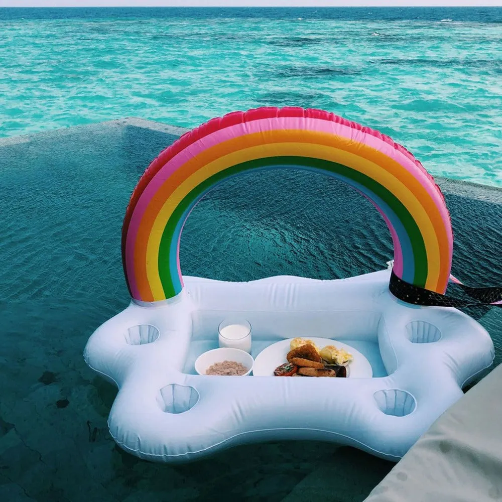 Inflatable Rainbow Floating Bar For Food And Drink