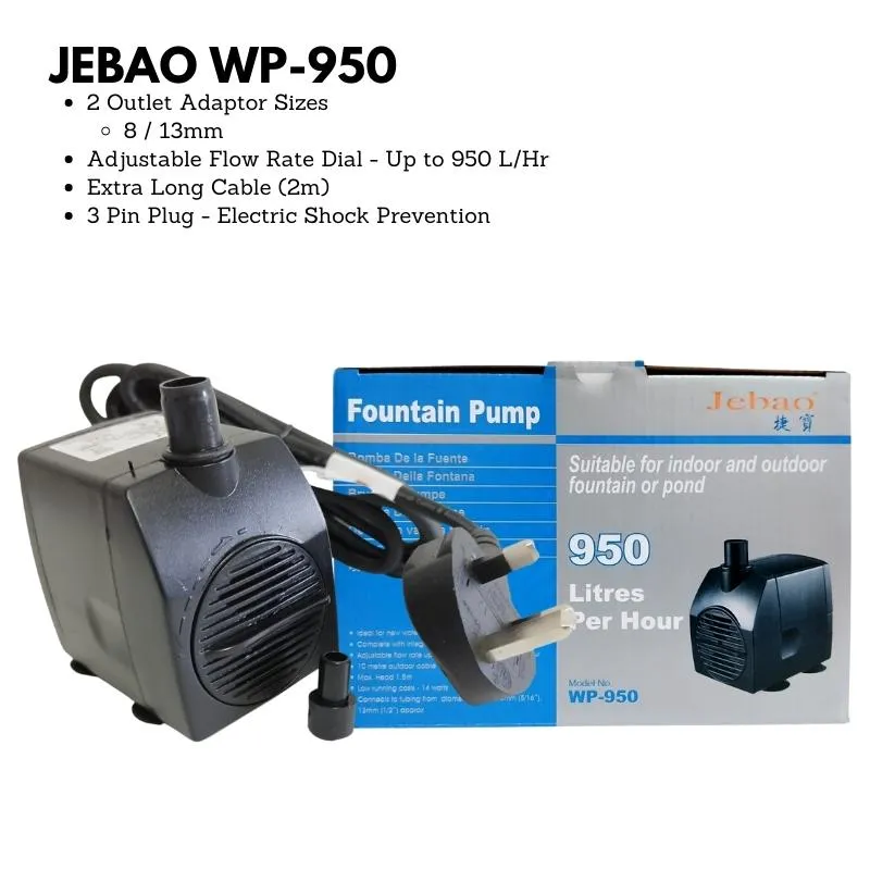 JEBAO 3 Pin Plug Outdoors Pump (2m Weather Proof Cable) - 650-1,500(L/Hr)