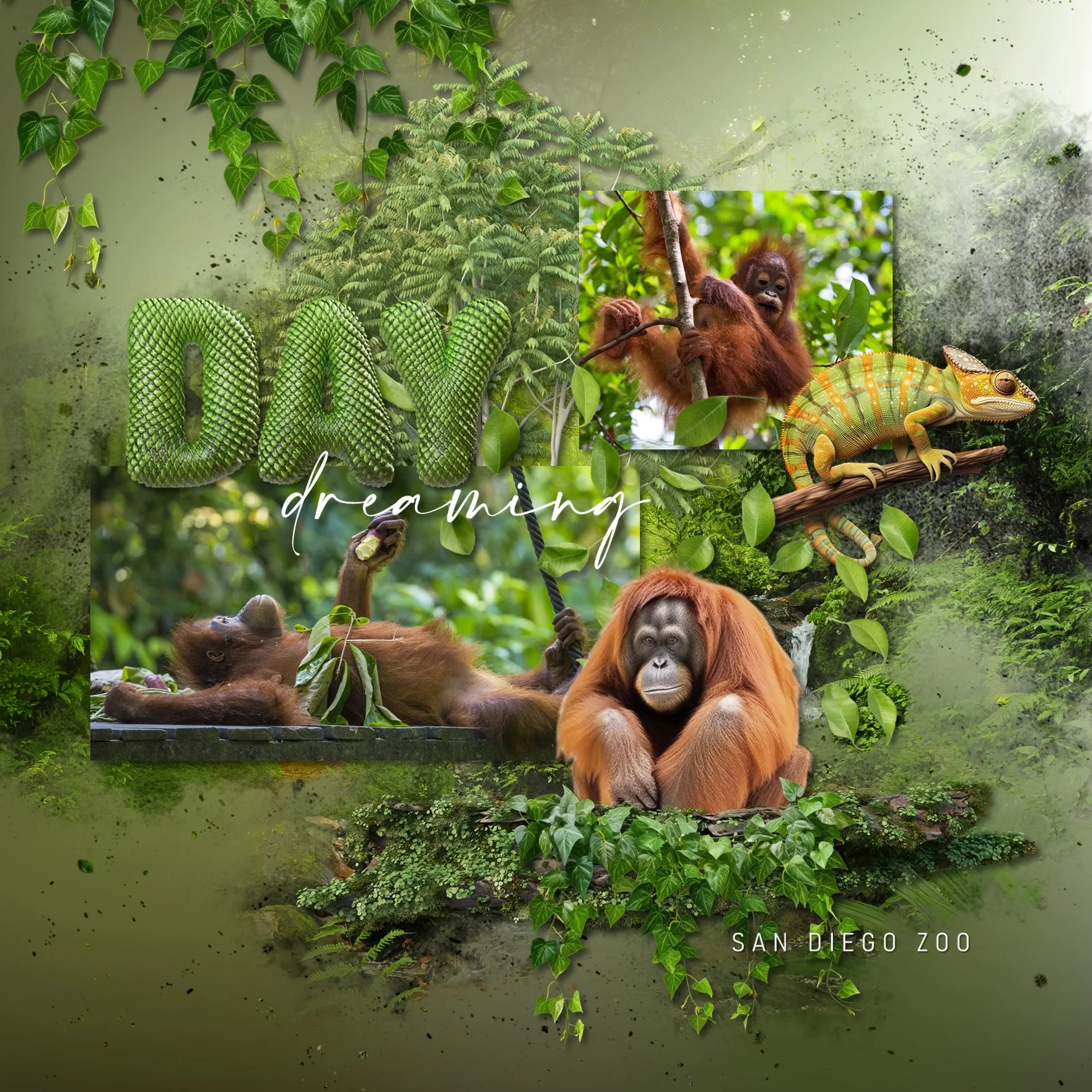 Jungle Flora & Fauna Blurred Papers Digital Scrapbook Kit