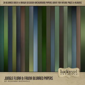 Jungle Flora & Fauna Blurred Papers Digital Scrapbook Kit