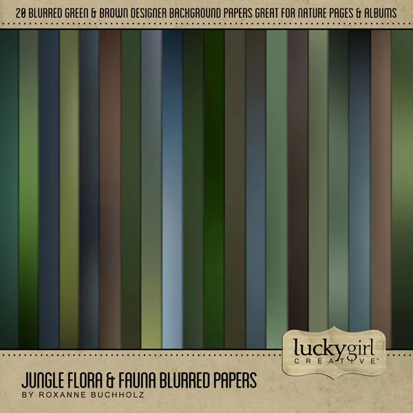 Jungle Flora & Fauna Blurred Papers Digital Scrapbook Kit